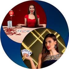 Tampilan meja live dealer baccarat dan roulette di klik88